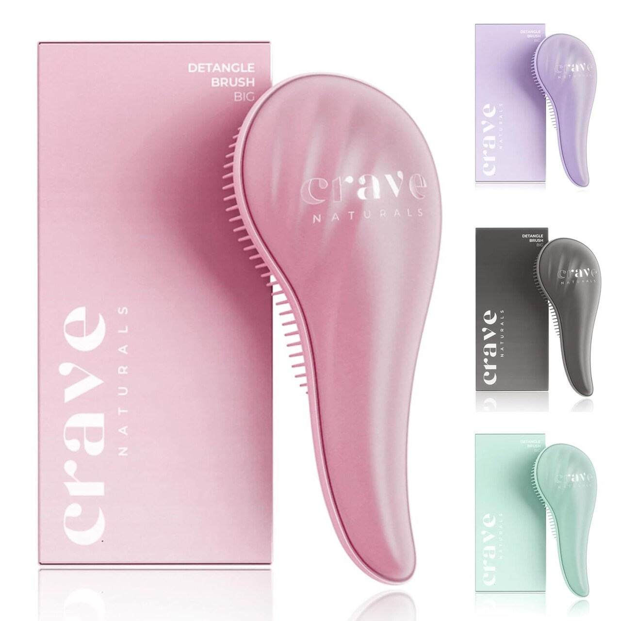 Crave Naturals Detangling Brush Large Pink Plastic Hair Brush for All Hair Types